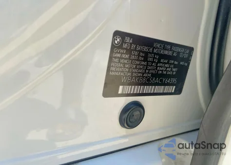 2010 BMW 750 Li from USA, damaged, VIN WBAKB8C58ACY64395